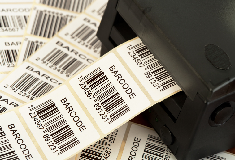 Etiketten met barcode foto